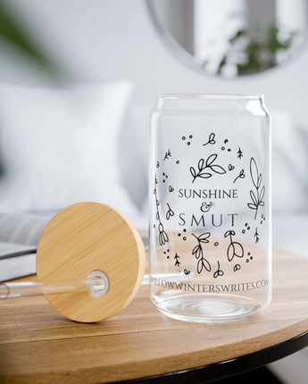 Sunshine & Sm*t Glass Jar with Straw