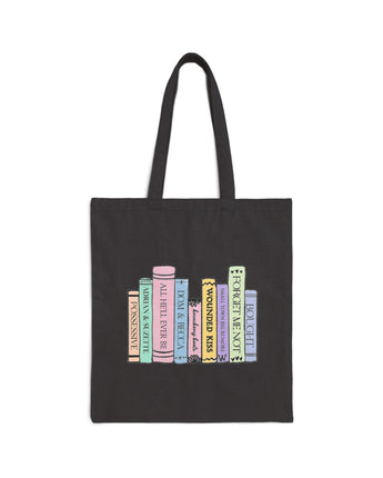 Bolsa de lona de algodón con diseño de estantería de libros de Willow