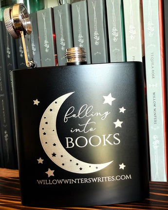 Falling into Books Hip Flask