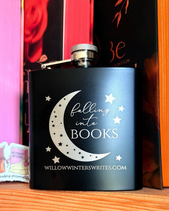 Falling into Books Hip Flask